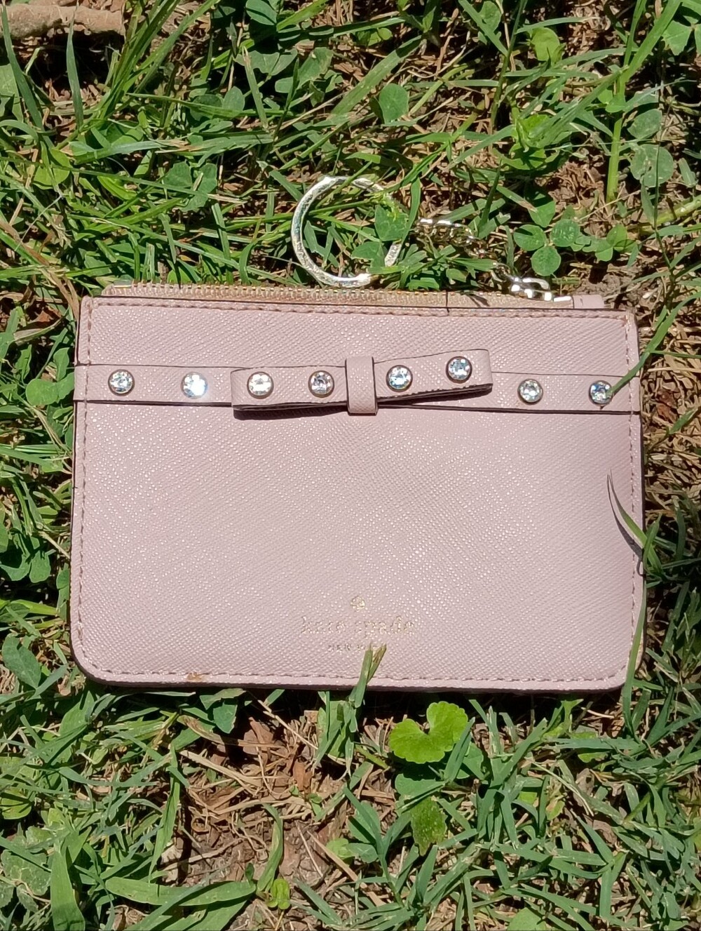 kate spade Blush Pink Bow Wallet with Rhinestone Accents